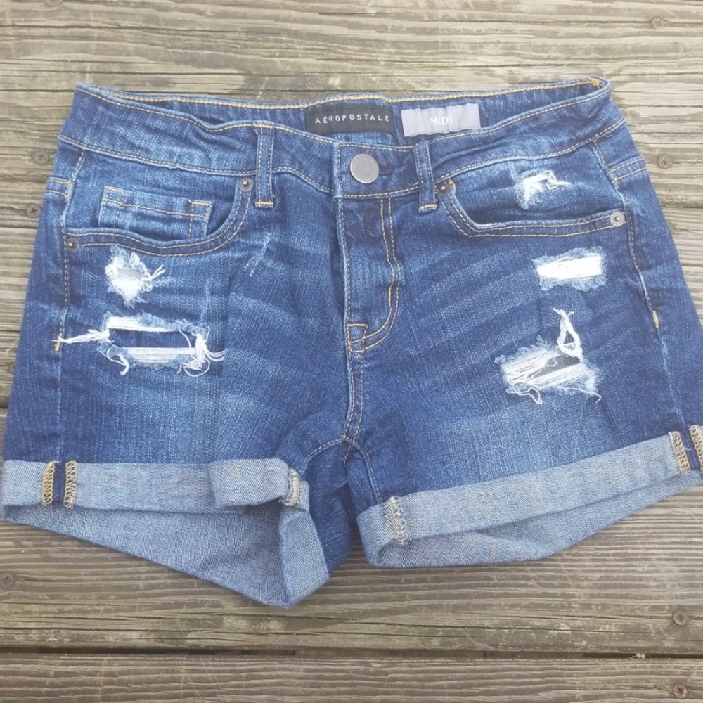 Areopostale Mid-Waist Denim Shorts